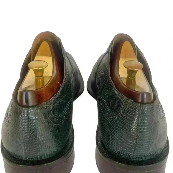 Forli Genuine Teju Lizard  Gray Blue Cap Toe Lace Up Oxford Shoes Mens Sz 9 - Picture 8 of 14